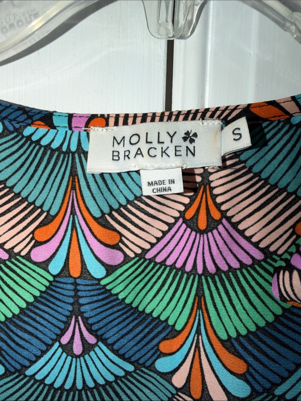 Molly Bracken Teal Multi-Color Bow-Shoulder Sleeveless Top size small - Picture 8 of 11